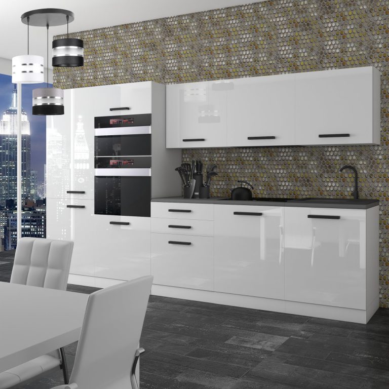 Meble kuchenne Premium Full Version 300 cm białe połysk bez blatu Producent INF GRACE/0/WT/W/0/B1