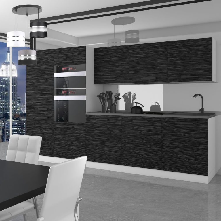 Meble kuchenne Premium Full Version 300 cm czarne heban ciemne z blatem Producent TOR GRACE/0/WT/HK/B/B1