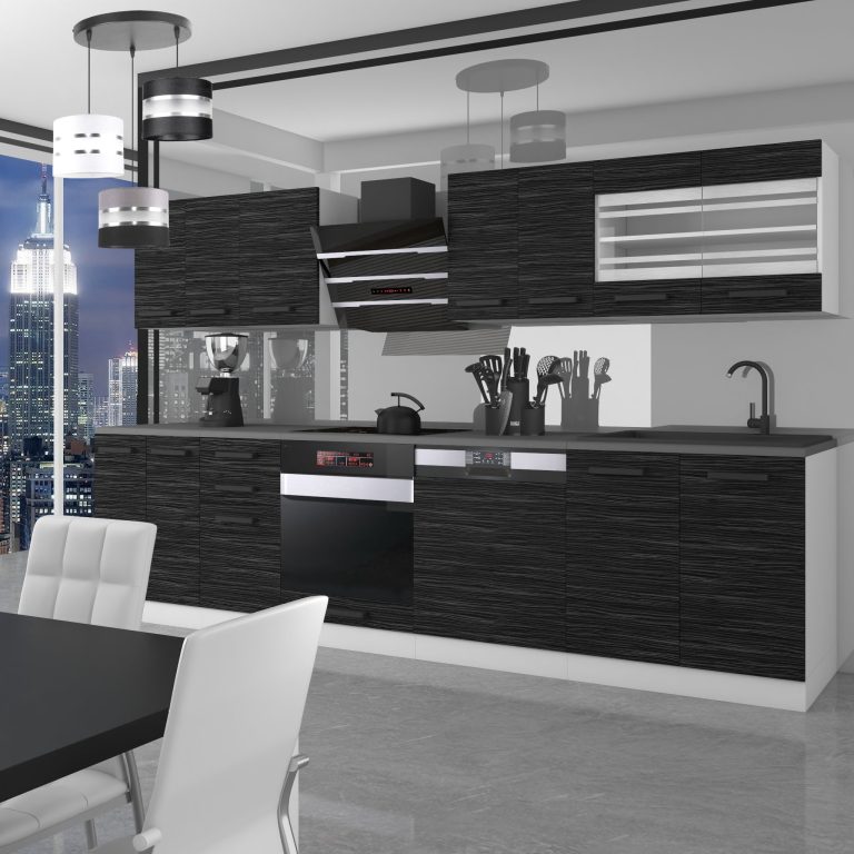 Meble kuchenne Premium Full Version 300 cm czarne heban ciemne bez blatu Producent TOR LUCY/0/WT/HK/0/B1