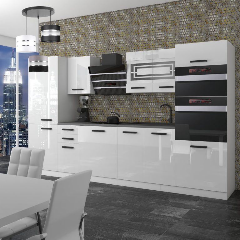 Meble kuchenne Premium Full Version 300 cm białe połysk bez blatu Producent INF MILA/0/WT/W/0/B1