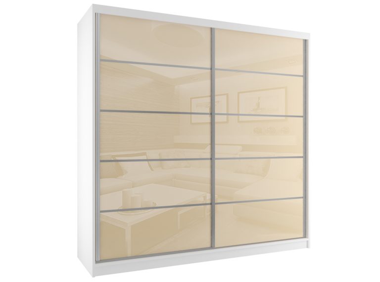 Szafa przesuwna 200 cm perłowy beżowy połysk Producent BH SZP1/2/W/WI/5P/HI