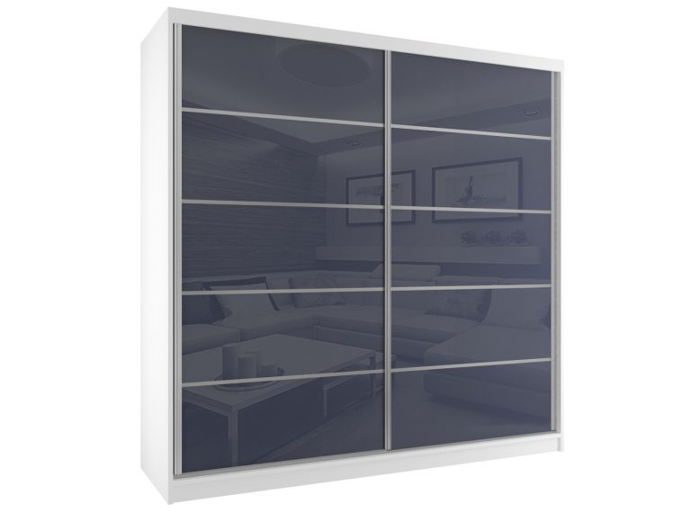 Szafa przesuwna 200 cm szary stalowy połysk Producent BH SZP1/2/W/WI/5S/HI