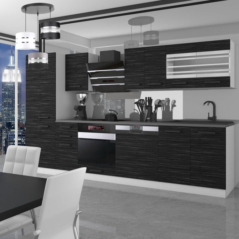 Meble kuchenne Premium Full Version 300 cm czarne heban ciemne bez blatu Producent TOR CINDY/0/WT/HK/0/B1