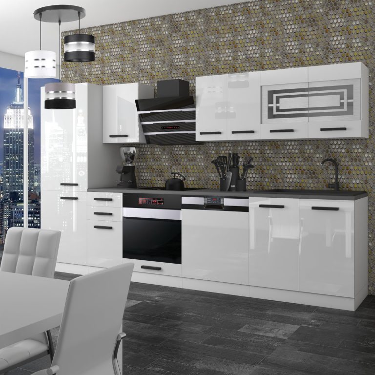 Meble kuchenne Premium Full Version 300 cm białe połysk bez blatu Producent INF CINDY/0/WT/W/0/B1