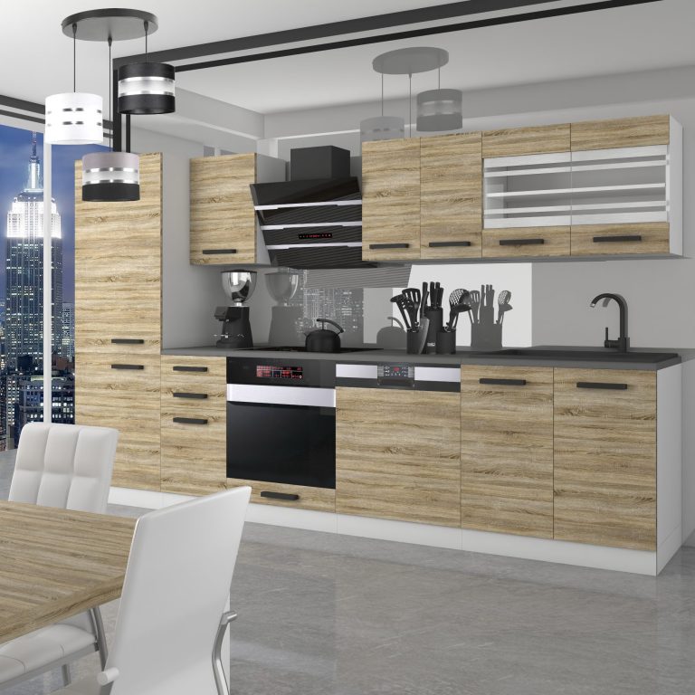 Meble kuchenne Premium Full Version 300 cm dębowe dąb wotan dąb sonoma z blatem Producent TOR CINDY/0/WT/DS/B/B1