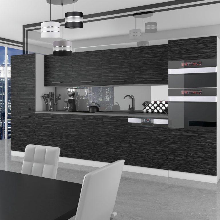 Meble kuchenne Premium Full Version 360 cm czarne heban ciemne bez blatu Producent TOR NAOMI/0/WT/HK/0/B1
