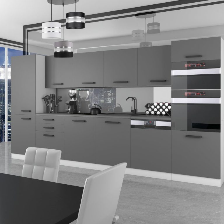 Meble kuchenne Premium Full Version 360 cm szare antracyt grafitowe bez blatu Producent TOR NAOMI/0/WT/SR/0/B1