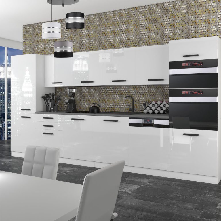 Meble kuchenne Premium Full Version 360 cm białe połysk bez blatu Producent INF NAOMI/0/WT/W/0/B1