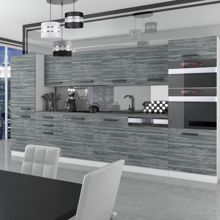 Meble kuchenne Premium Full Version 360 cm szare antracyt grafitowe z blatem Producent TOR NAOMI/0/WT/GW/B/B1