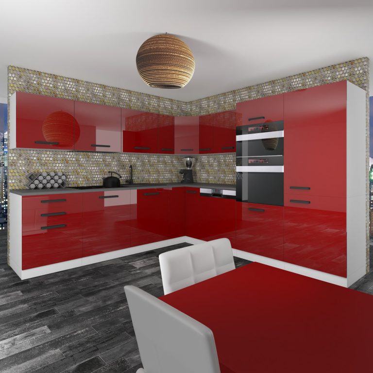 Meble kuchenne Premium Full Version 540 cm czerwone połysk bez blatu Producent INF JANE/0/WT/R/0/B1