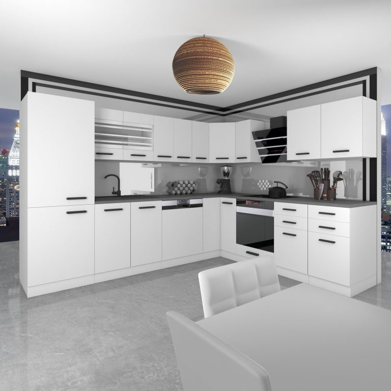 Meble kuchenne Premium Full Version 520 cm białe mat bez blatu Producent TOR JULIE/0/WT/WT/0/B1