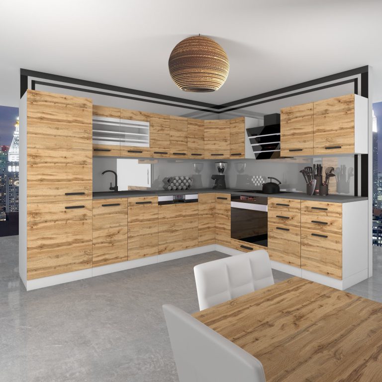 Meble kuchenne Premium Full Version 520 cm dębowe dąb wotan dąb sonoma bez blatu Producent TOR JULIE/0/WT/DW/0/B1