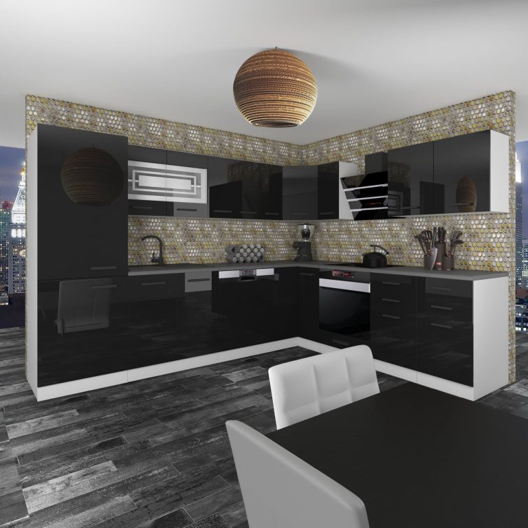 Meble kuchenne Premium Full Version 520 cm czarne połysk bez blatu Producent  INF JULIE/0/WT/B/0/B1