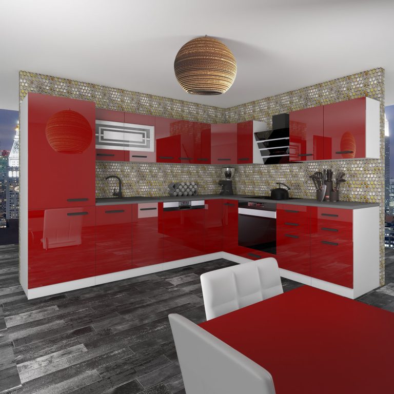 Meble kuchenne Premium Full Version 520 cm czerwone połysk bez blatu Producent INF JULIE/0/WT/R/0/B1