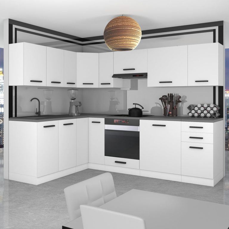 Meble kuchenne Premium Full Version 420 cm białe mat bez blatu Producent TOR JANET/0/WT/WT/0/B1