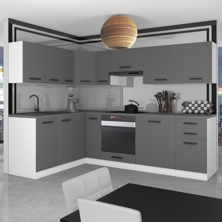 Meble kuchenne Premium Full Version 420 cm szare antracyt grafitowe bez blatu Producent TOR JANET/0/WT/SR/0/B1