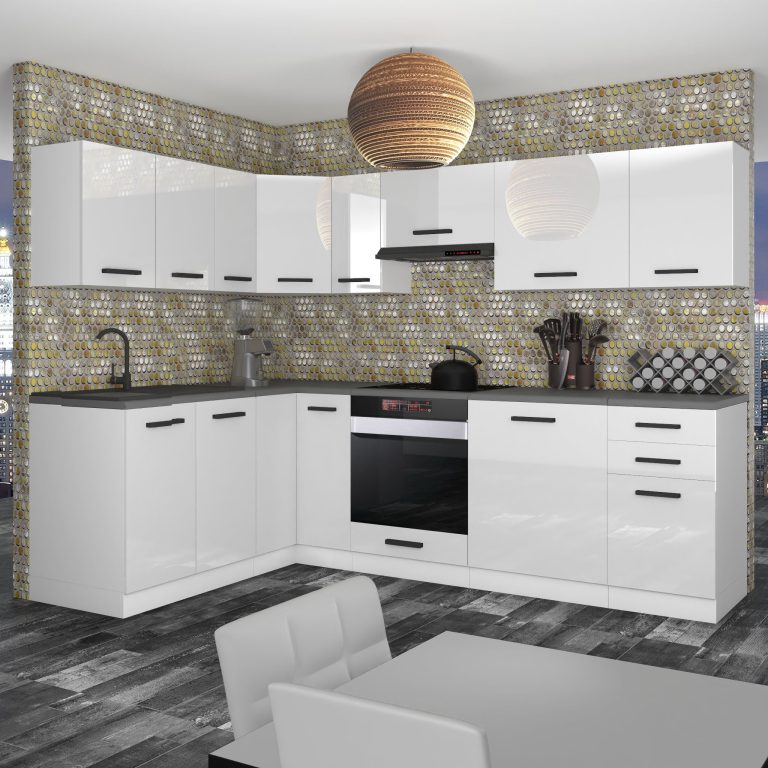 Meble kuchenne Premium Full Version 420 cm białe połysk bez blatu Producent INF JANET/0/WT/W/0/B1