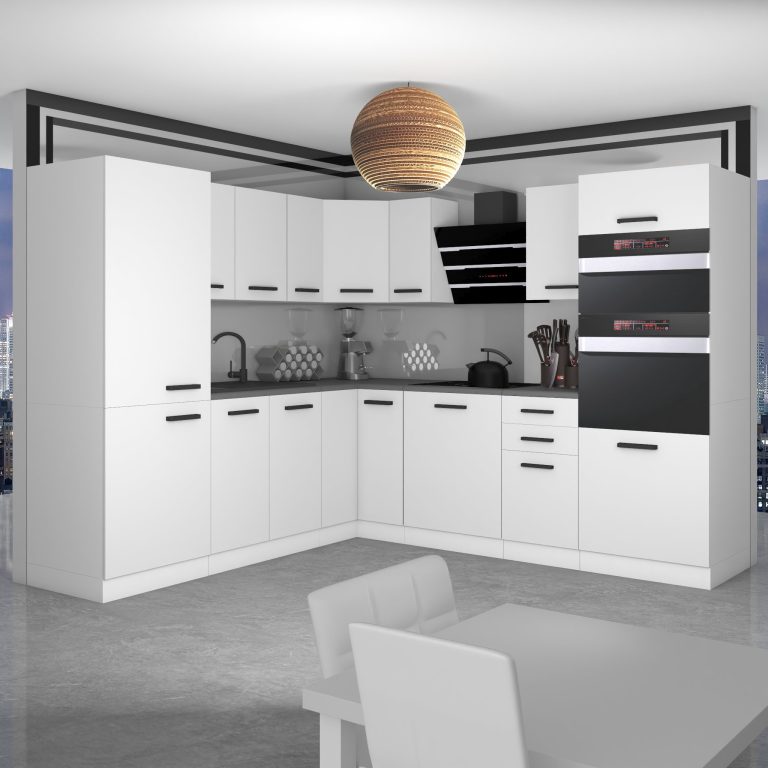 Meble kuchenne Premium Full Version 480 cm białe mat bez blatu Producent TOR STACY/0/WT/WT/0/B1