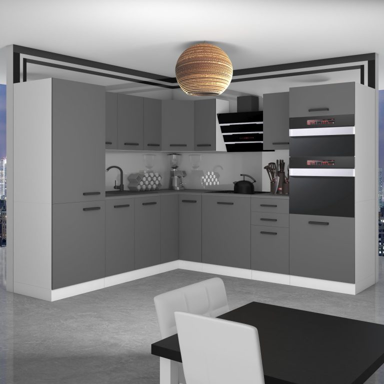 Meble kuchenne Premium Full Version 480 cm szare antracyt grafitowe bez blatu Producent TOR STACY/0/WT/SR/0/B1