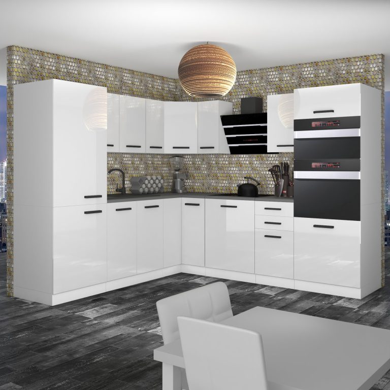 Meble kuchenne Premium Full Version 480 cm białe połysk bez blatu Producent INF STACY/0/WT/W/0/B1