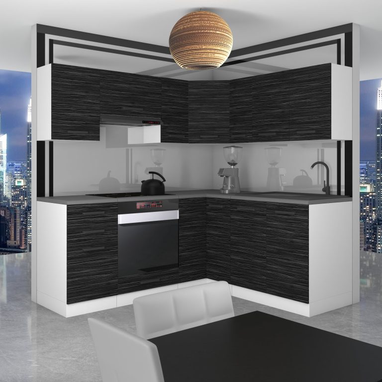 Meble kuchenne Premium Full Version 380 cm czarne heban ciemne bez blatu Producent TOR SARAH/1/WT/HK/0/B1