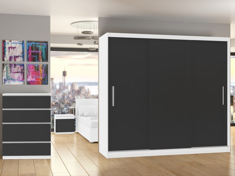 Szafa przesuwna 232 cm czarny mat Producent SI SZP4/2/1W/3B/0/AL