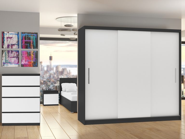 Szafa przesuwna 232 cm biała mat Producent SI SZP4/2/1B/3W/0/AL