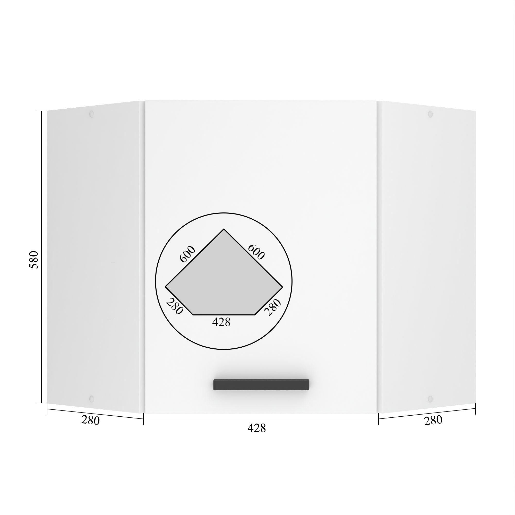 Szafka kuchenna górna narożna 60cm TOR SGN60/0/WT/HK/0/B1/PP