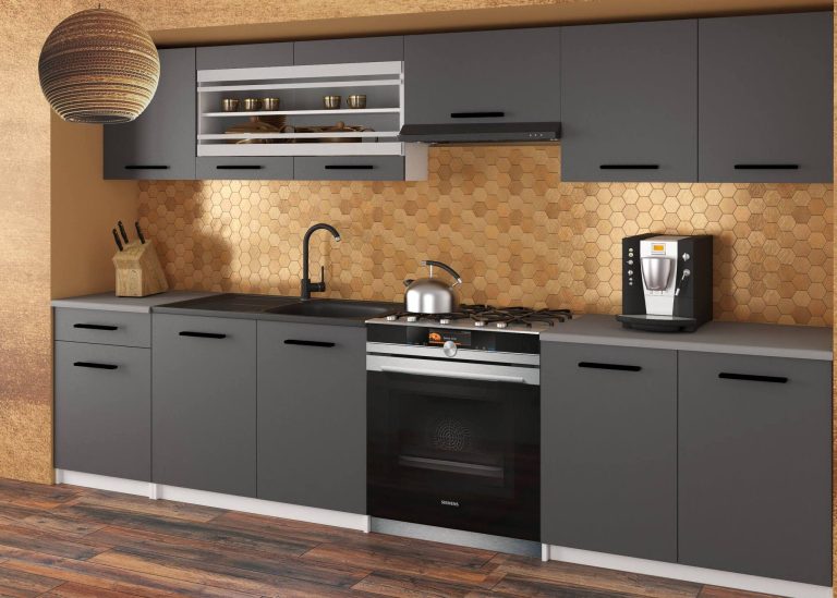 Meble kuchenne 260 cm szare antracyt grafitowe bez blatu Producent TOR JUSTYNA/2/WT/SR/BB/B1