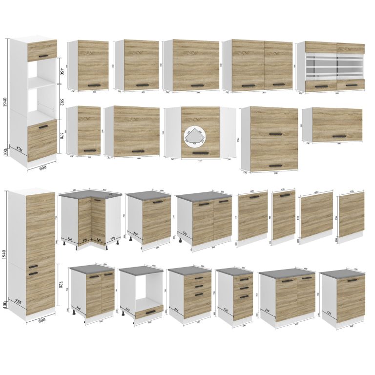 Szafka kuchenna słupek lodówkowy 60cm TOR SSL60/0/WT/DS/0/B1/PP