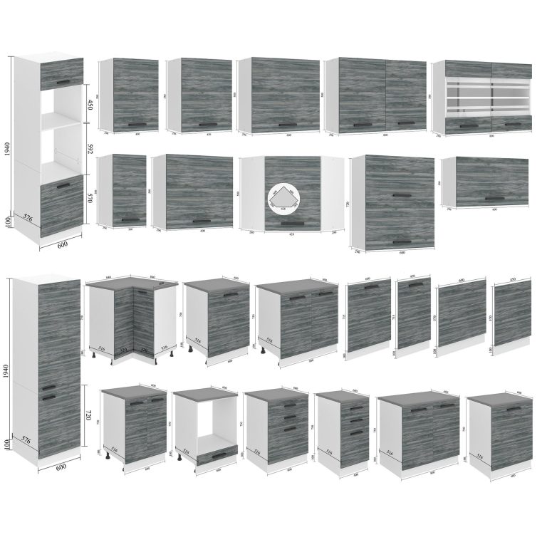 Szafka kuchenna słupek lodówkowy 60cm TOR SSL60/0/WT/GW/0/B1/PP