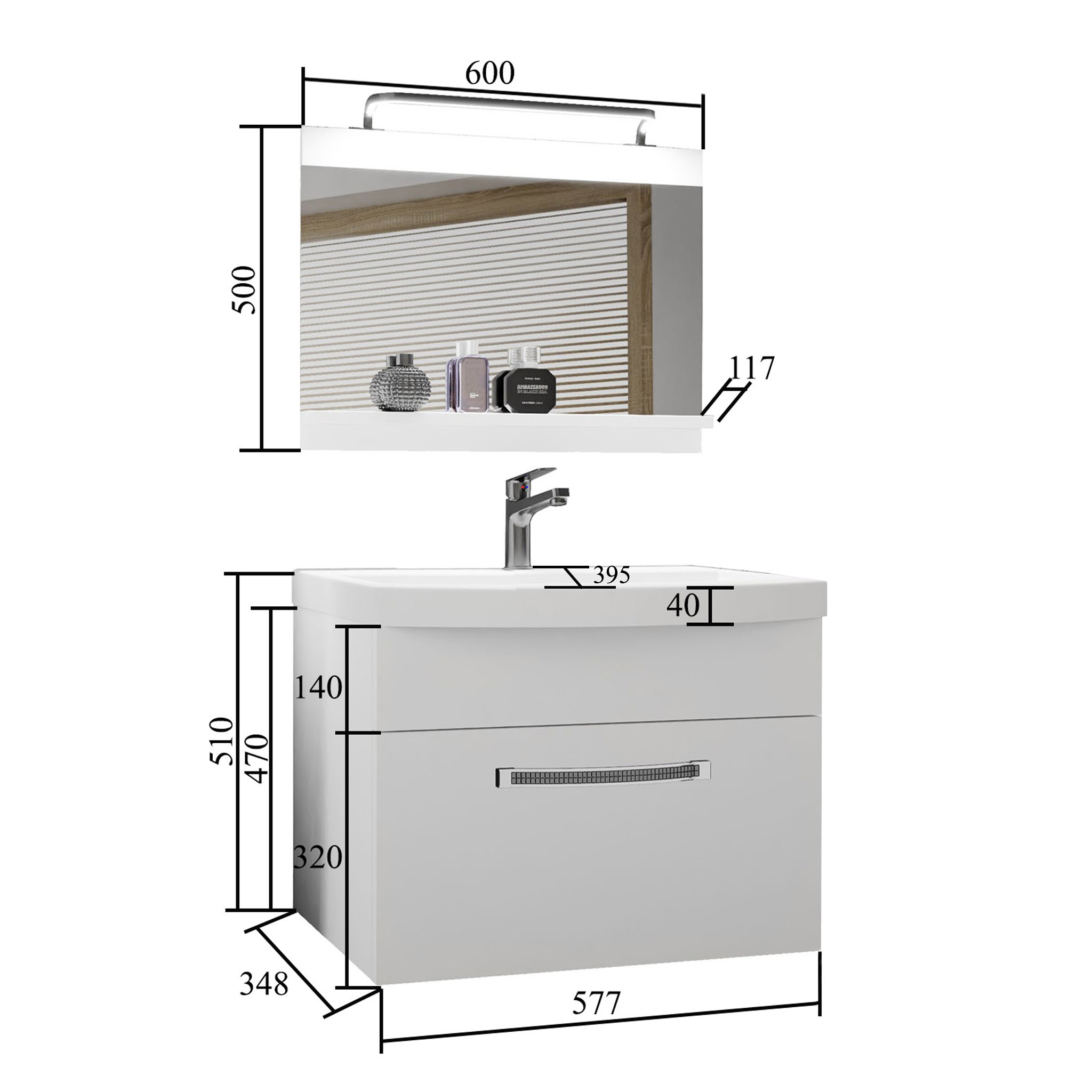Zestaw mebli łazienkowych Glamour 18 GLA PM 1/0/W/BHK/0/MB/PP