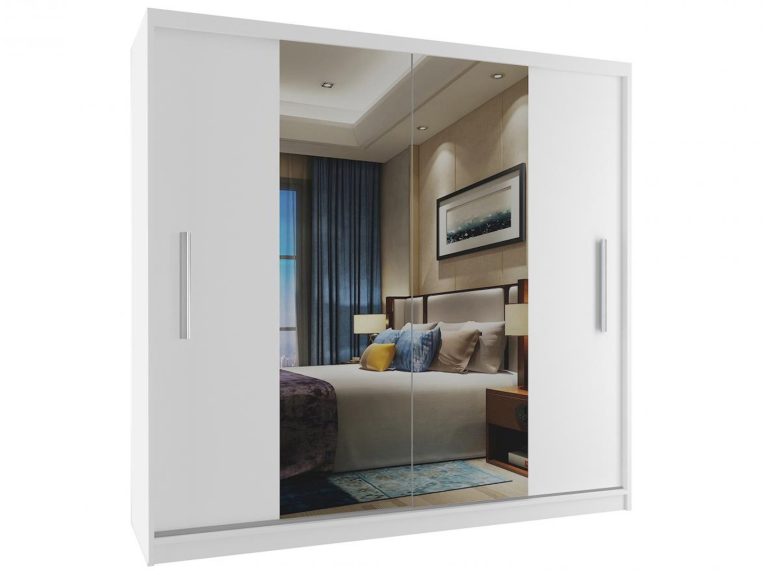 Szafa przesuwna 200 cm z lustrem biały mat Producent ME SZP1/2/W/W/0/AL