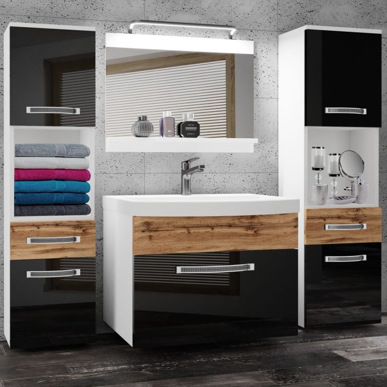 Zestaw mebli łazienkowych Glamour 114 GLA PM 6/0/W/BDW/0/MB/PP