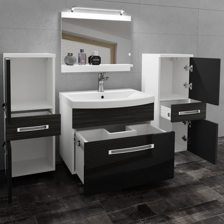 Zestaw mebli łazienkowych Glamour 75 GLA PM 4/0/W/BHK/0/MB/PP