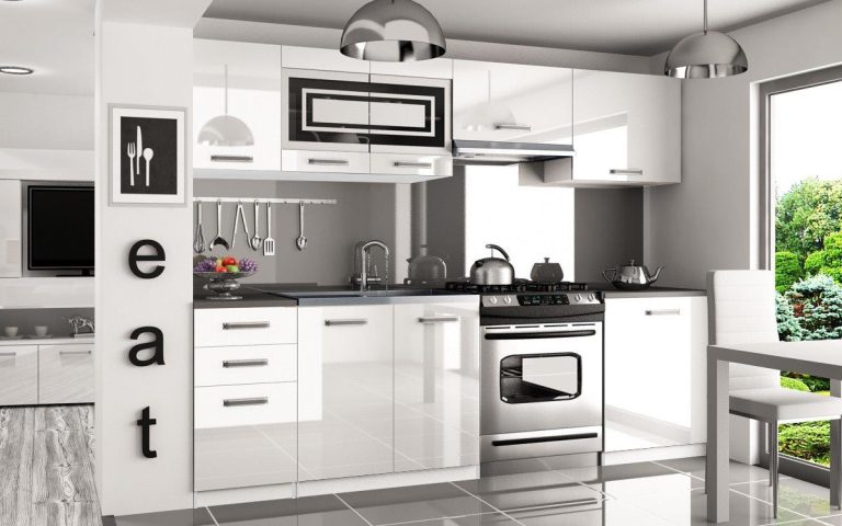 Meble kuchenne 240 cm białe połysk z blatem Producent INF MARIKA/4/WT/W/0/F