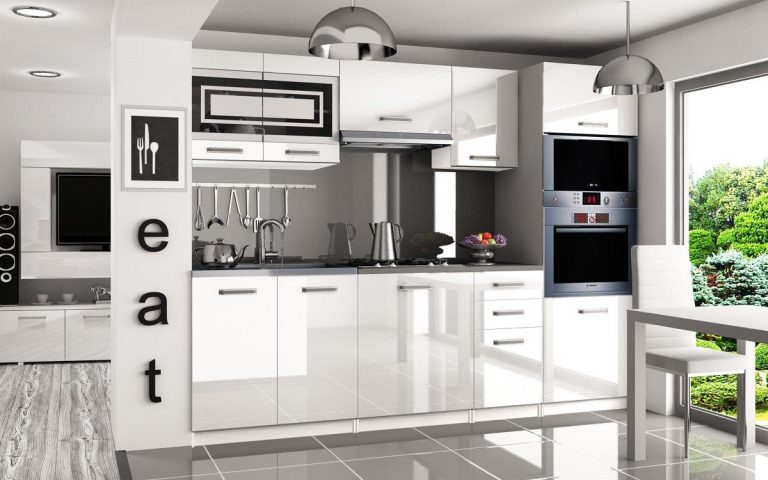 Meble kuchenne 240 cm białe połysk z blatem Producent INF PAULA/5/WT/W/0/F