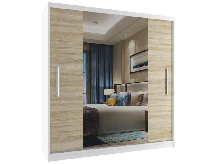 Szafa przesuwna 158 cm z lustrem dębowa dąb wotan dąb sonoma Producent ME SZP3/2/W/DS/0/AL