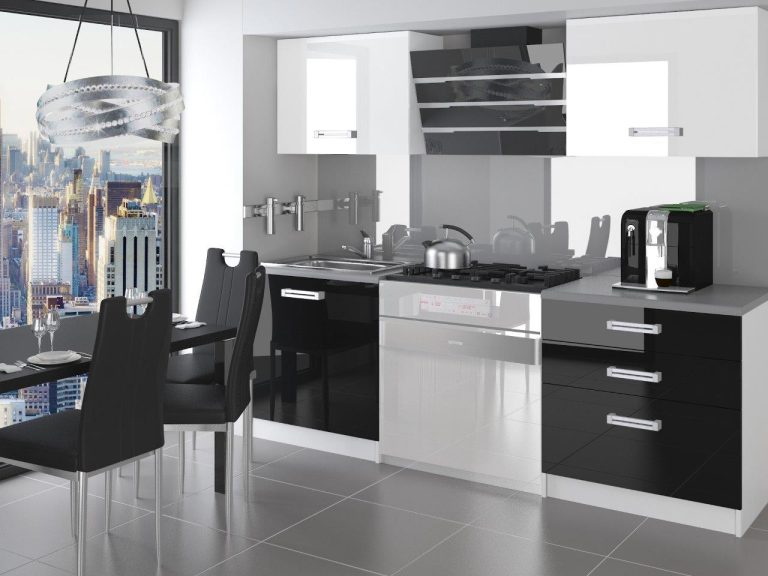 Meble kuchenne 120 cm białe połysk czarne połysk bez blatu Producent INF SATURNO/2/WT/WB/BB/D