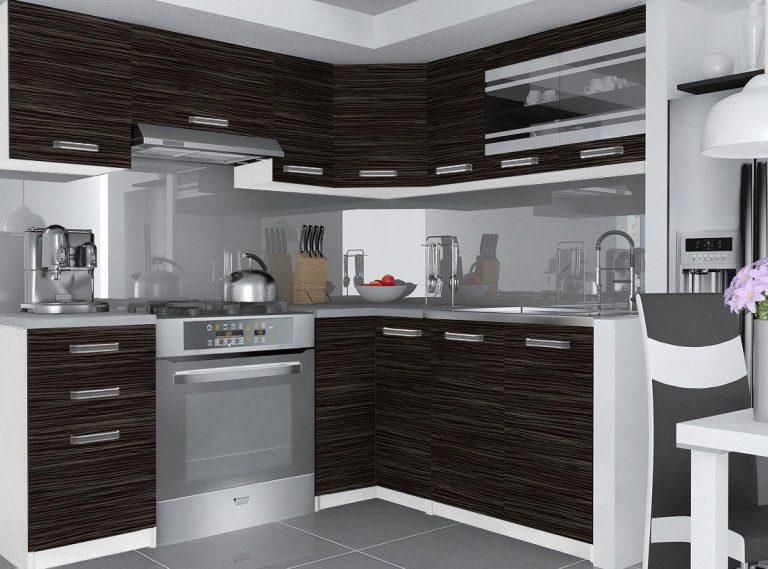 Meble kuchenne 360 cm czarne heban ciemne z blatem Producent TOR LIDIA/5/WT/HK/0/F