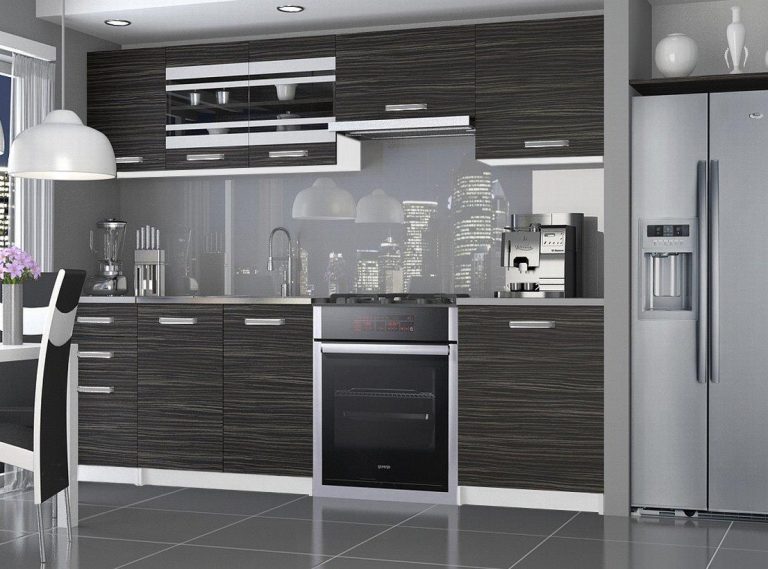 Meble kuchenne 240 cm czarne heban ciemne bez blatu Producent TOR MARIKA/4/WT/HK/BB/F