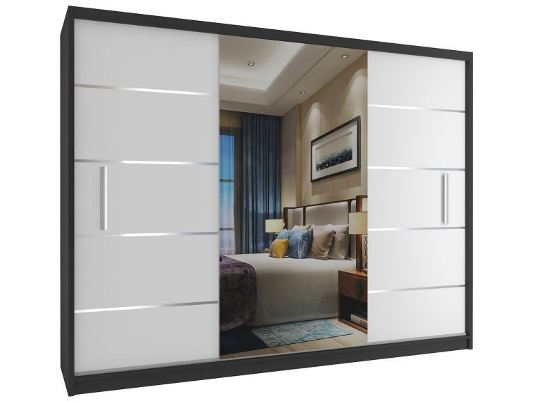 Szafa przesuwna 232 cm z lustrem biała mat Producent MBP SZP4/2/1B/2W1L/0/AL