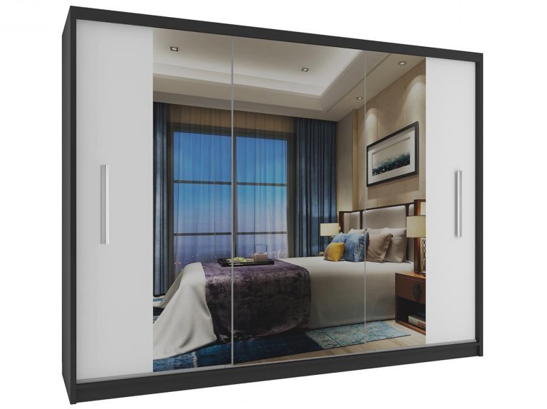 Szafa przesuwna 232 cm z lustrem biała mat Producent MS SZP4/2/1B/2W1L/0/AL