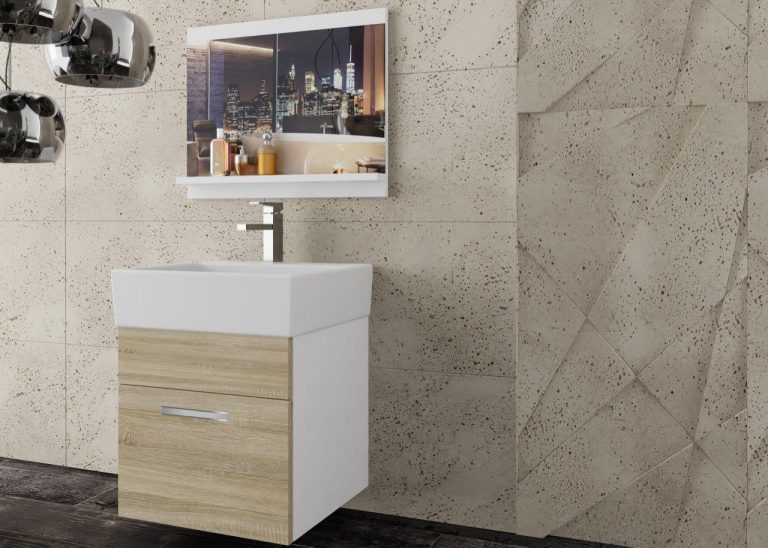 Meble łazienkowe szafki z umywalką z lustrem dębowe dąb wotan dąb sonoma Producent