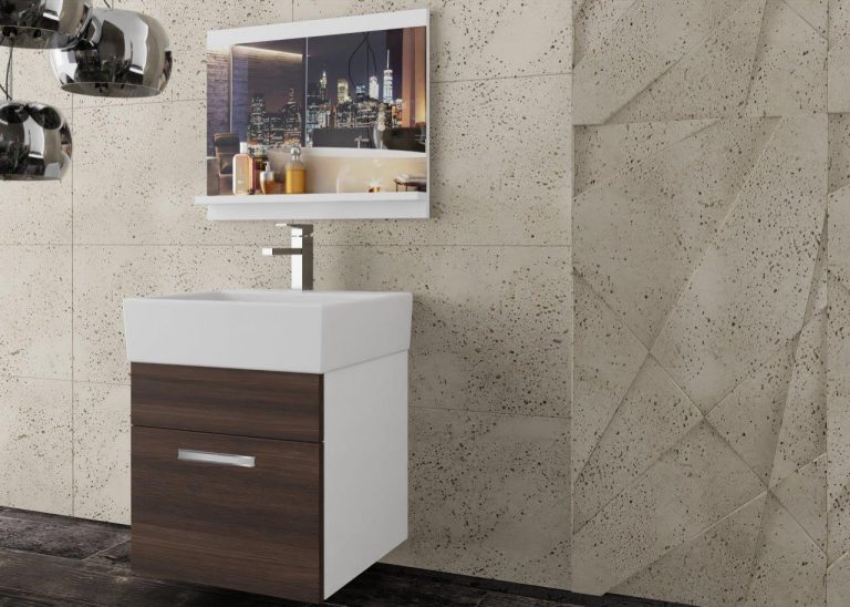 Meble łazienkowe szafki z umywalką z lustrem brązowe heban kasztanowe Producent