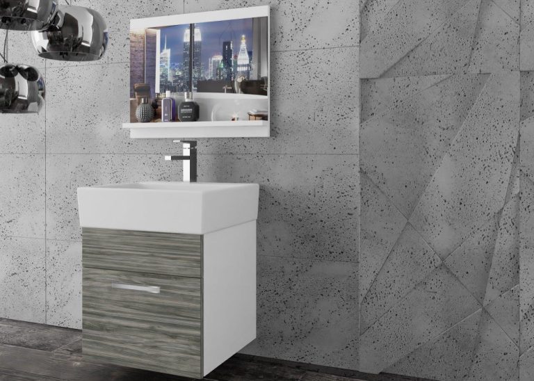 Meble łazienkowe szafki z umywalką z lustrem szare antracyt grafitowe Producent