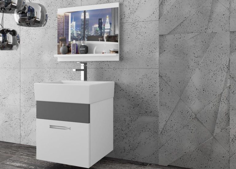 Meble łazienkowe szafki z umywalką z lustrem białe mat szare antracyt grafitowe Producent