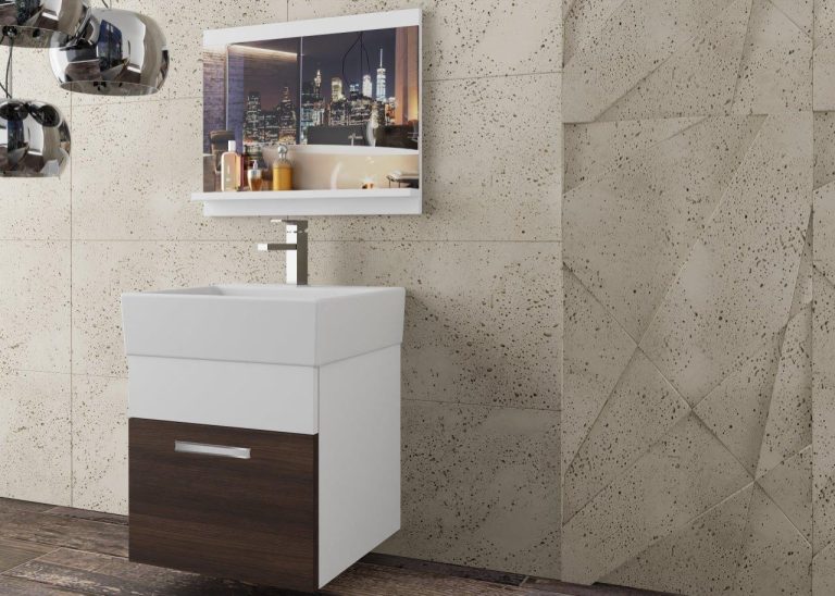 Meble łazienkowe szafki z umywalką z lustrem białe mat brązowe heban kasztanowe Producent