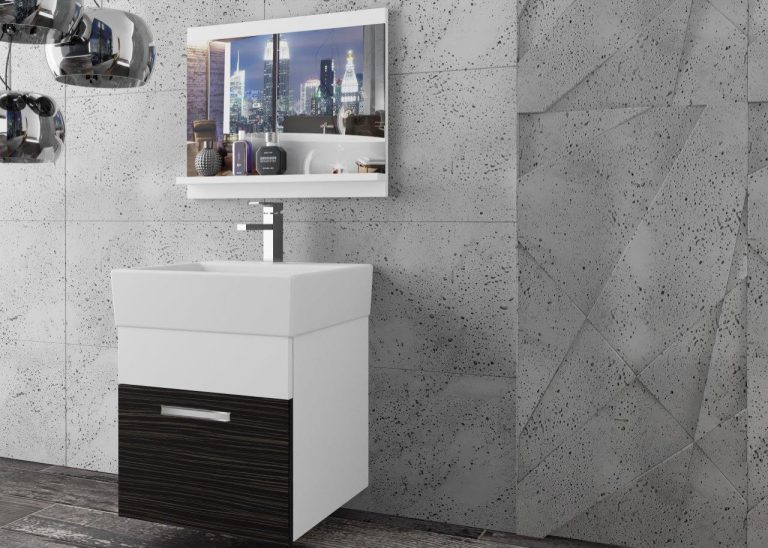 Meble łazienkowe szafki z umywalką z lustrem białe mat czarne heban ciemne Producent