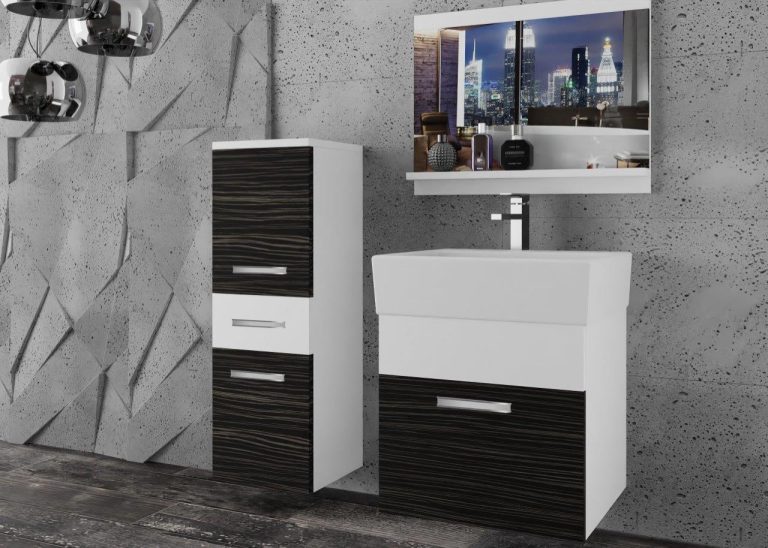 Meble łazienkowe szafki z umywalką z lustrem białe mat czarne heban ciemne Producent